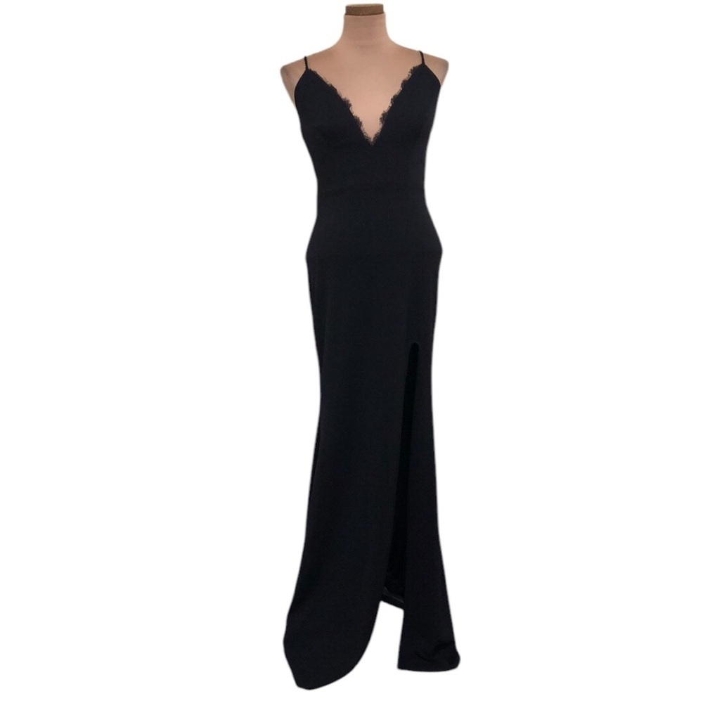 Katie May Saylor Maxi Dress Size Small Black Lace Gown